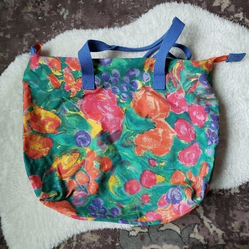 Periwinkle & floral watercolor tote bag